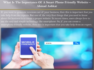 What Is The Importance Of A Smart Phone Friendly Website – Ahmad Ashkar