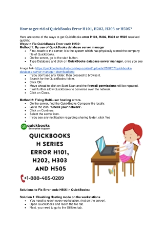 How to get rid of QuickBooks Error H101, H202, H303 or H505