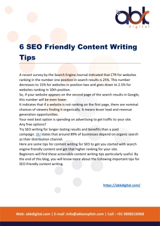 6 SEO Friendly Content Writing Tips