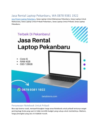 Jasa Rental Laptop Pekanbaru, WA 0878 9381 1922