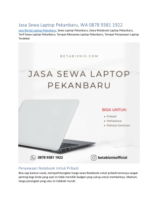 Jasa Sewa Laptop Pekanbaru, WA 0878 9381 1922