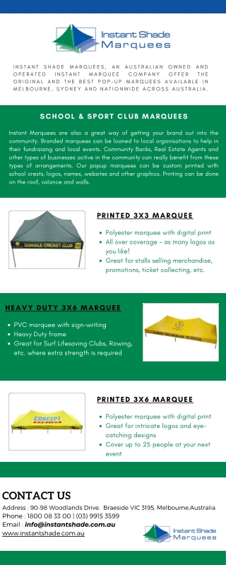 Custom made pop-up tents for school picnics