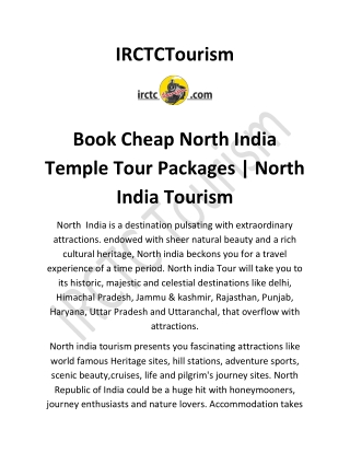 Book Cheap North India Temple Tour Packages | North India Tourism