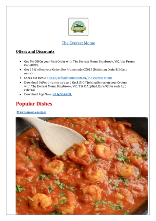10% off - The Everest Momo Braybrook Nepalese Takeaway Menu,VIC