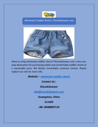 Wholesale Toddler Shorts | Riocokidswear.com