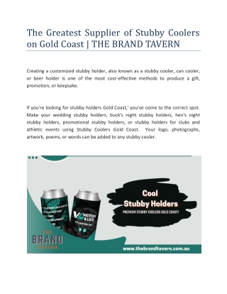 The Greatest Supplier of Stubby Coolers on Gold Coast