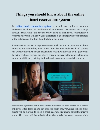 Things you should know about the online hotel reservation system