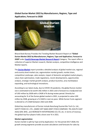 Global Durian Market Research Report 2022-2028