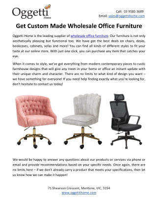 Get Custom Made Wholesale Office Furniture