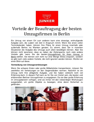 Vorteile der Beauftragung der besten Umzugsfirmen in Berlin