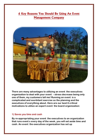 6 Key Reasons You Should Be Using An Event Management Company - Copy
