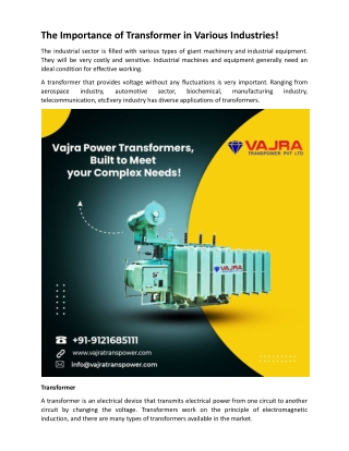 The Importance of Transformer in Various Industries!.docx