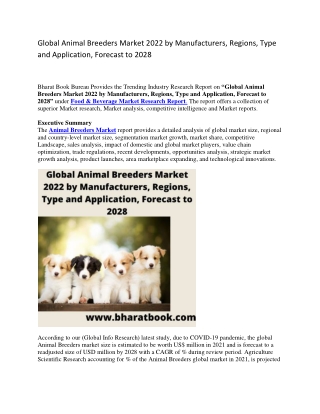 Global Animal Breeders Market 2022 by Manufacturers, Regions, Type and Application, Forecast to 2028-converted