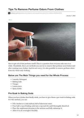 Tips To Remove Perfume Odors From Clothes