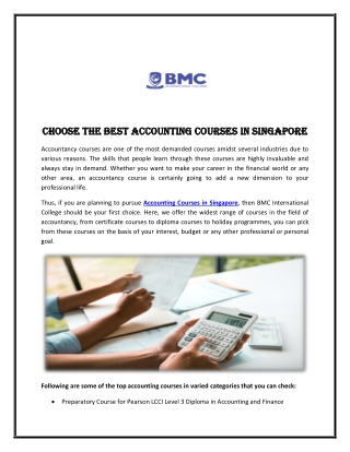 Choose the Best Accounting Courses in Singapore