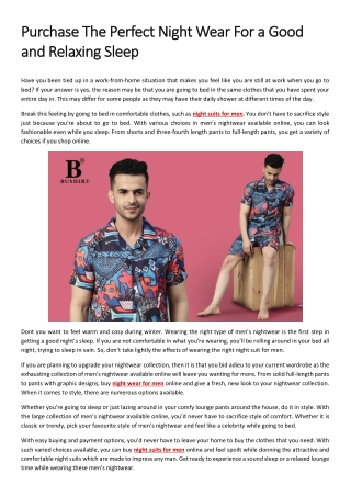Purchase The Perfect Night Wear For a Good and Relaxing Sleep