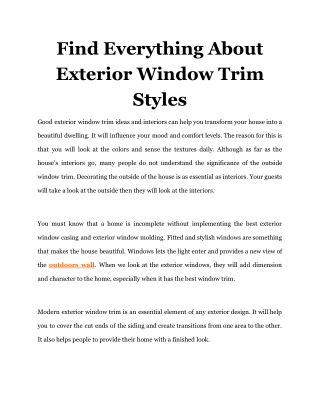 Find Everything About Exterior Window Trim Styles