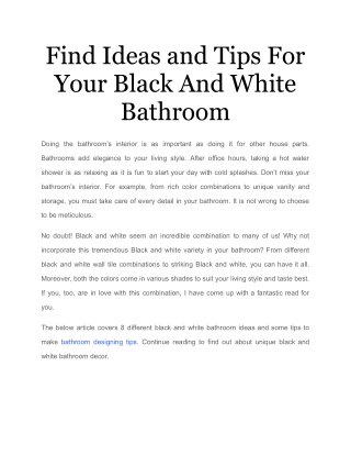 Find Ideas and Tips For Your Black And White Bathroom