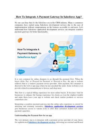 How To Integrate A Payment Gateway In Salesforce App