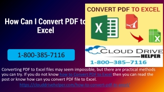 Call 1-800-385-7116 - How Can I Convert PDF to Excel