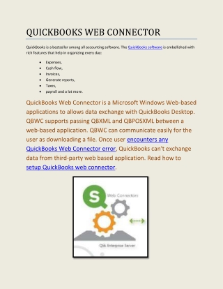 QuickBooks Web Connector Error