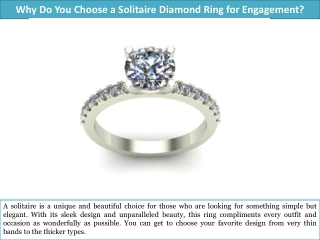 Why Do You Choose A Solitaire Diamond Ring For Engagement?