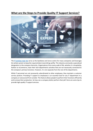 What are the Steps to Provide Quality IT Support Services ?