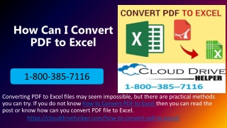 Call 1-800-385-7116 - How Can I Convert PDF to Excel