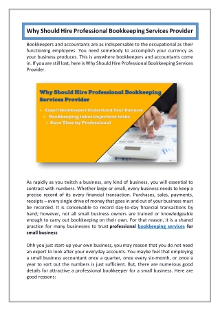 Why Should Hire Professional Bookkeeping Services Provider ChoksiTax