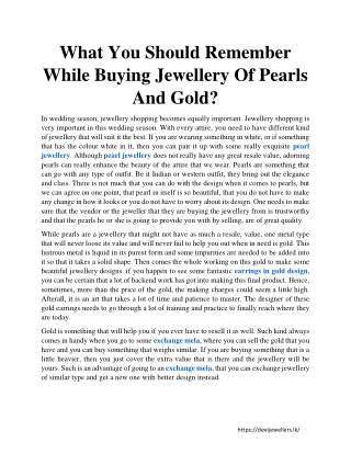 What You Should Remember While Buying Jewellery Of Pearls And Gold.docx