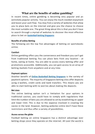What are the benefits of online gambling?