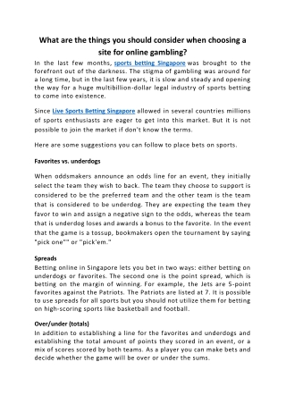 What are the things you should consider when choosing a site for online gambling