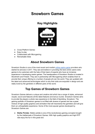 Casino Game Provider - SnowBorn Games