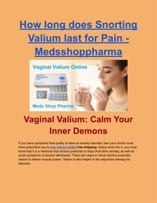 Snorting Valium