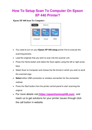 How To Setup Scan To Computer On Epson XP 440 Printer ?