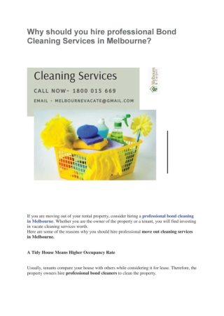 Why should you hire professional Bond Cleaning Services in Melbourne