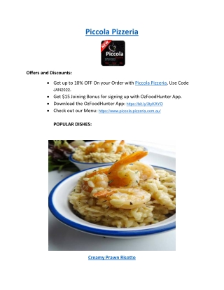 5% Off - Piccola Pizzeria Restaurant Wattle Grove NSW| Delivery