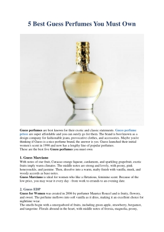 5 Best Guess Perfumes You Must Own