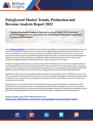 Polyglycerol Market Size, Opportunities, Current Trends And Restraints Till 2022