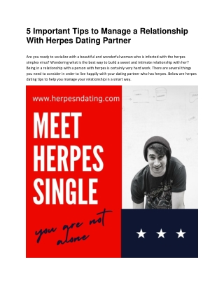 5 Important Tips to Manage a Relationship With Herpes Dating Partner