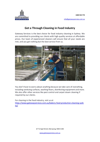 Get a Through Cleaning in Food Industry