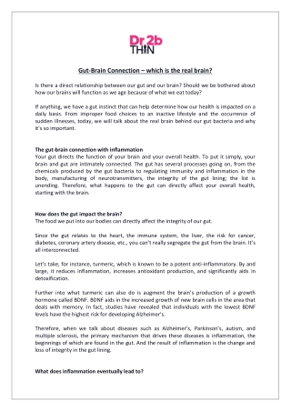Dr2bthin - Gut-Brain Connection – which is the real brain?