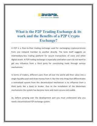 What is the P2P Trading Exchange & its work and the Benefits of a P2P trading?