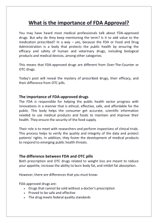Dr2bThin - What is the importance of FDA Approval?