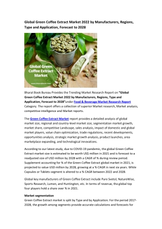 Global Green Coffee Extract Market Research Report 2022-2028