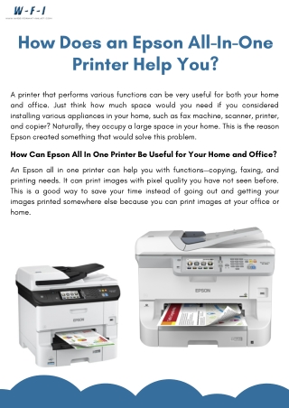 How Does an Epson All-In-One Printer Help You?
