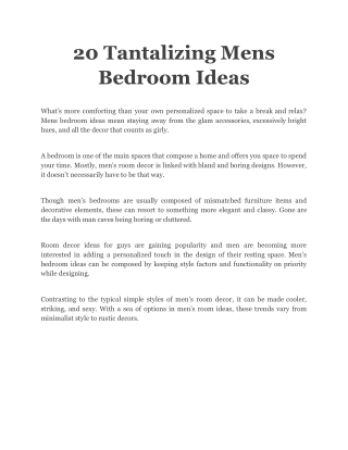 20 Tantalizing Mens Bedroom Ideas