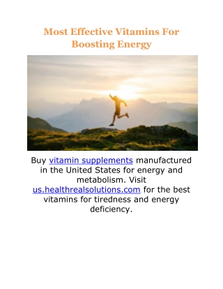 Most Effective Vitamins For Boosting Energy