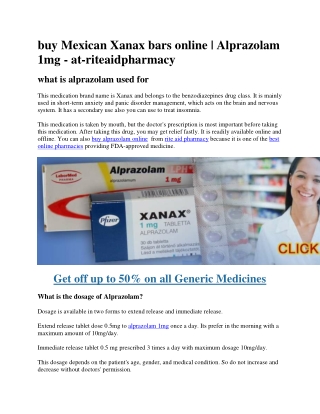 buy Mexican Xanax bars online  Alprazolam 1mg - at-riteaidpharmacy