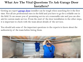 What Are The Vital Questions To Ask Garage Door Installers?